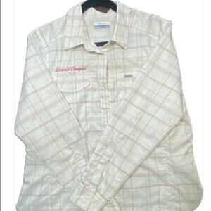 Women's Colombia Sportwear  Plaid Button Down Shirt - Cream XL